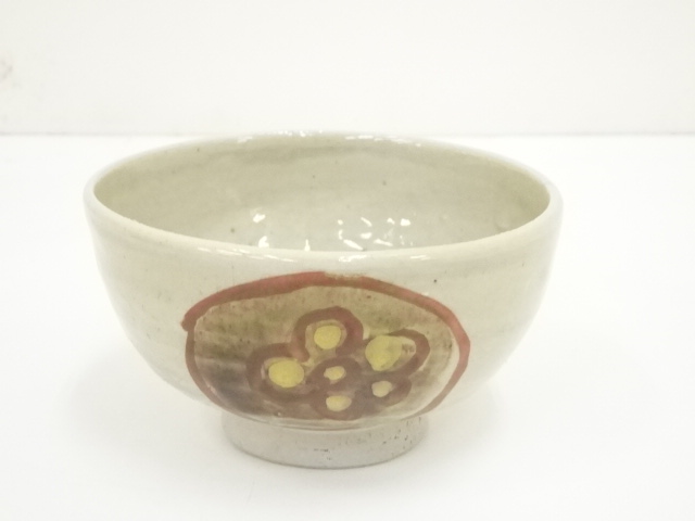 Ｓ１１５　茶碗　『琉球焼』『小橋川仁王造』『赤絵茶碗』　抹茶碗　共箱　茶道具 道具 ] - 道具 琉球焼 小橋川仁王造 赤絵茶碗（共箱） | ネット